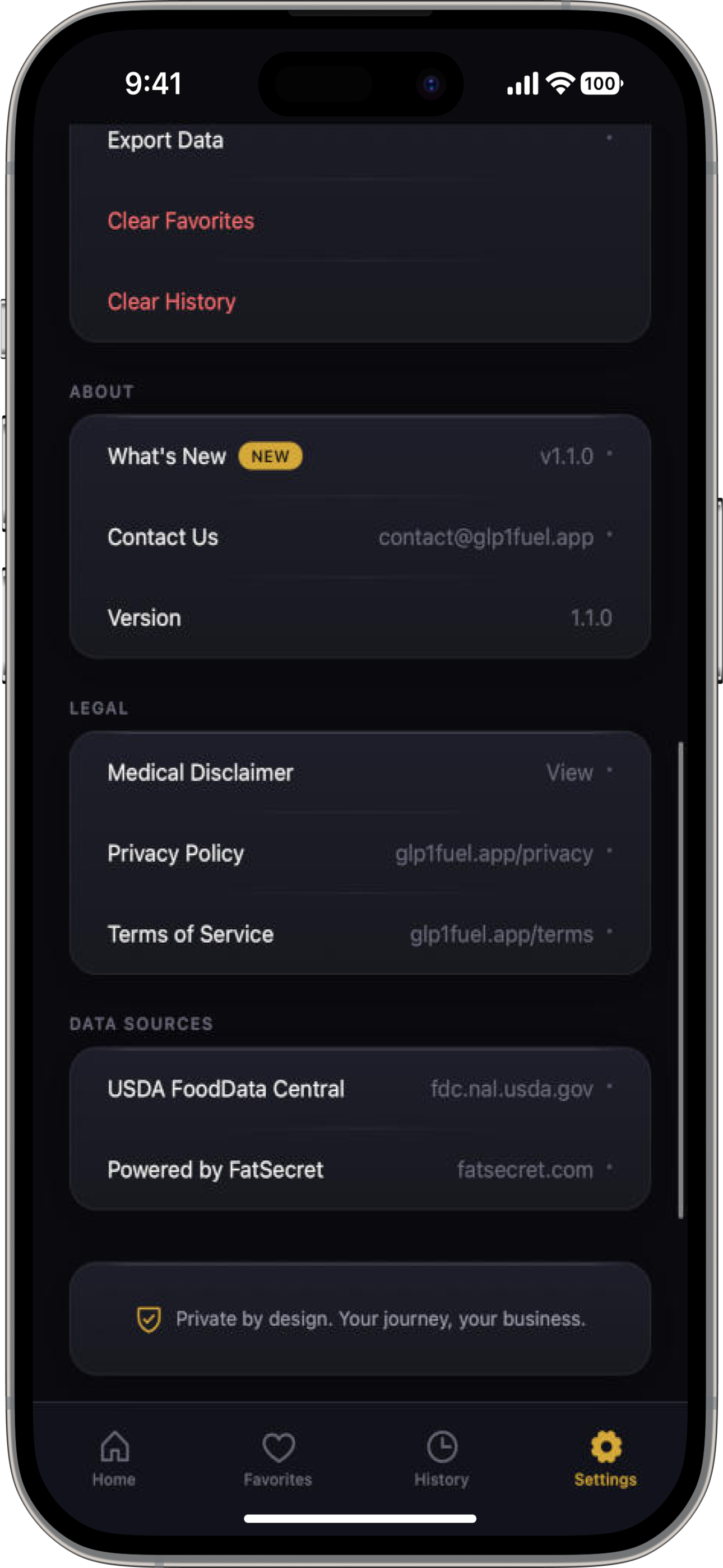 GLP-1 Fuel privacy - all data on device